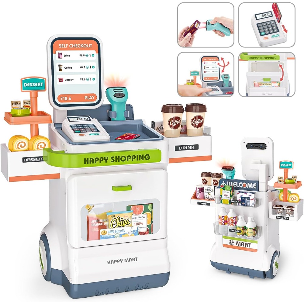Toy Cash Register - Cash Register Toy with Calculator Scanners