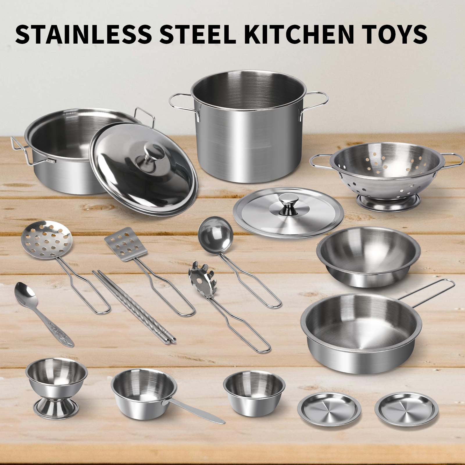 Kids Toys Kitchen Set - Stainless Steel Kids Kitchen Toy Set