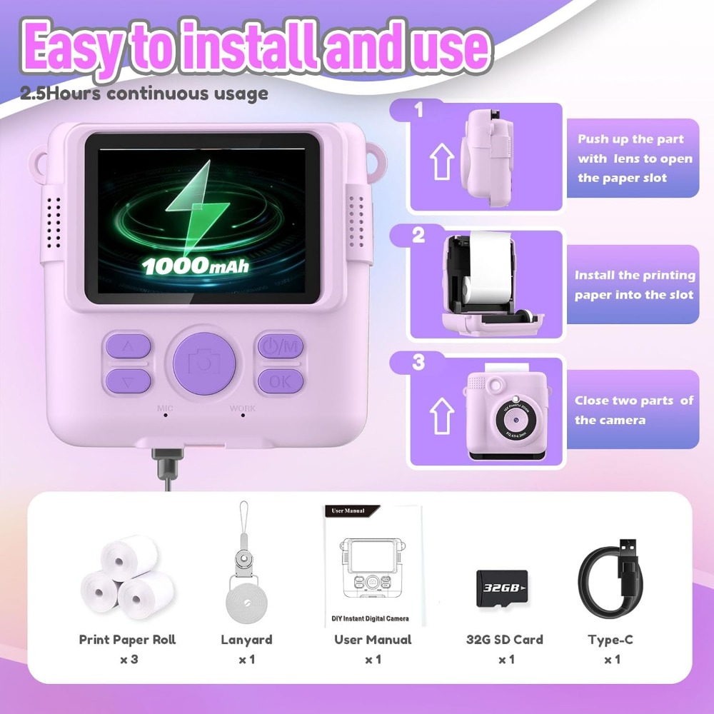 Instant Print Camera for Kids, - Kids Toys Videos incelemesi ve fiyatı