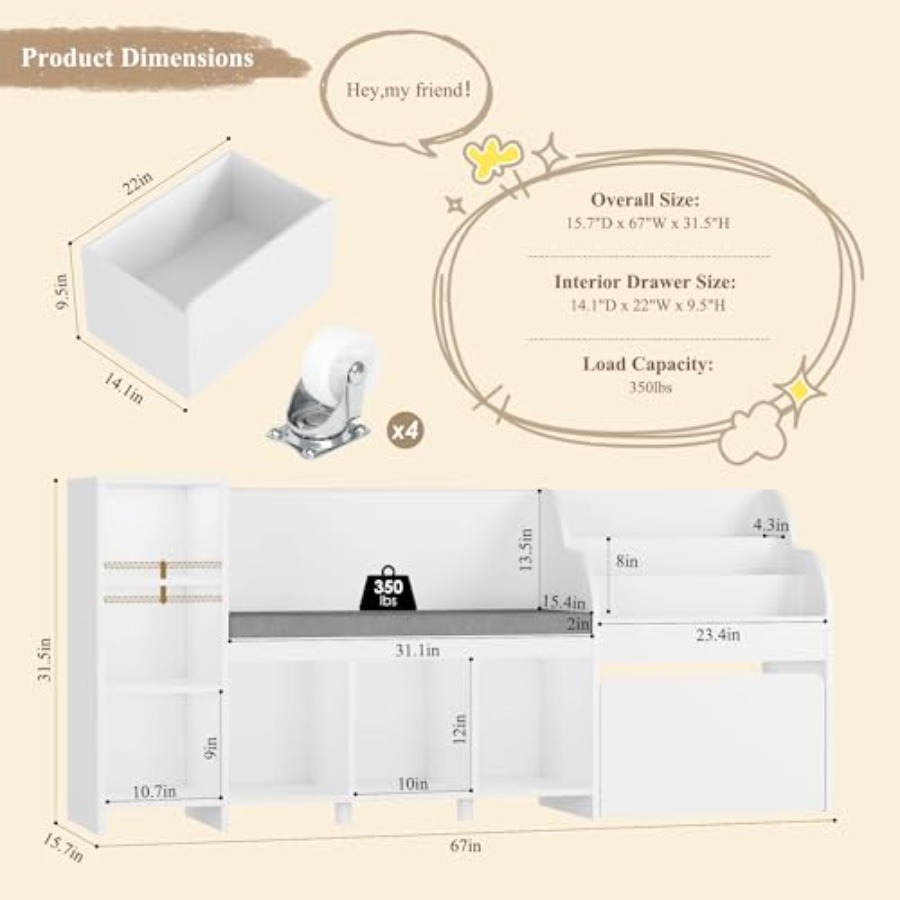 67 W Reading Nook with Toy Sto - Kids Toys Big W incelemesi ve fiyatı