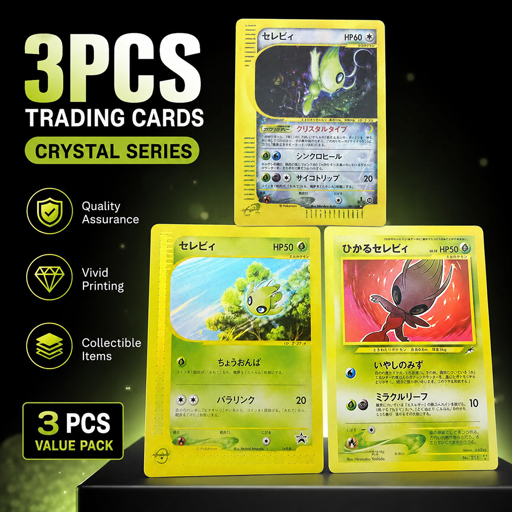 3PCS Anime PTCG Celebi Shiny S - Card Game Kids incelemesi ve fiyatı